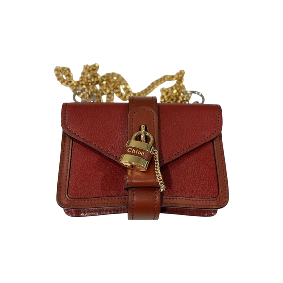 Chloe Handbags - Chloe Gold and Brown Crossbody Bag with Elegant Hardware and Structured Shape